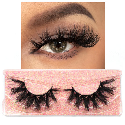 FOXESJI False Eyelashes 3D Mink Eye Lashes Strip Fluffy Dramatic Thick Cross Mink Eyelashes Soft Wispy Fake Eyelashes Extension