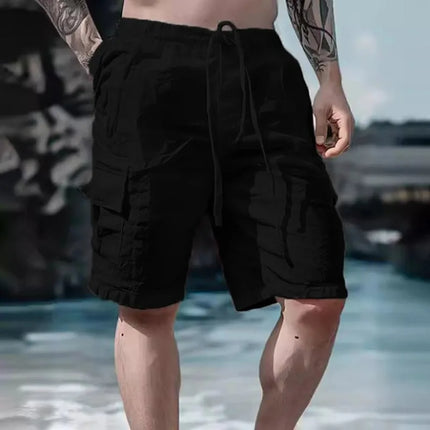 Summer Fashion Loose White Cargo Shorts Men's Handsome Streetwear Beachwear Solid Color with Pockets Shorts Workout Pants 2024