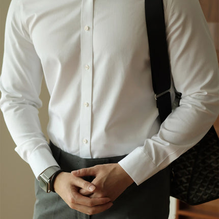 Men's long-sleeved shirt: casual, simple, high-quality, wrinkle-free, slim fit, business formal, all-season collection