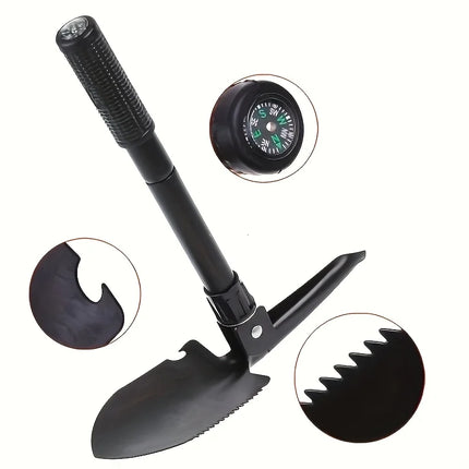 1PCS Durable Stainless Steel Tactical Folding Shovel Survival Shovel with Saw Pick and Camo Bag for Camping Outdoor Hiking