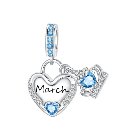 925 Sterling Silver January-December Birthday Stone Love Zircon Pendant Bead Fit Charms Necklace Bracelet Women Jewelry DIY Gift