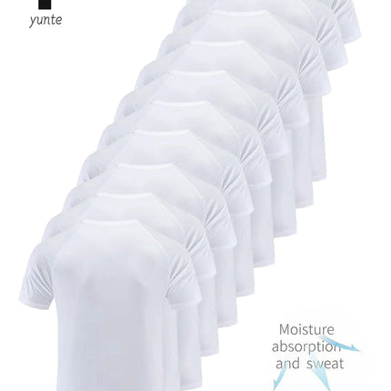 Crew T-Shirt10Pcs White Ultralight Men Quick Dry Breathable Sweat Shirt for Fitness Gym Running Light Plaid Quick Dry Short Sleeves