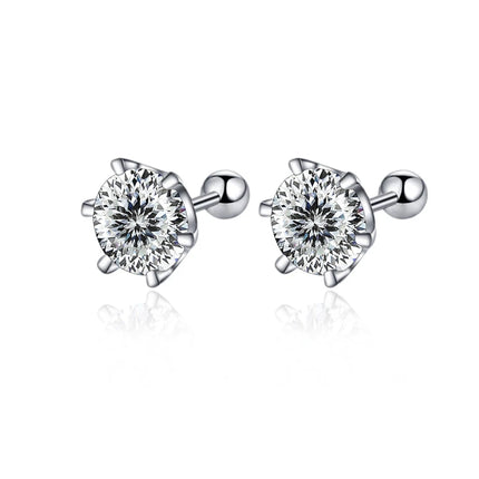 BIJOX STORY 0.5-2ct Moissanite Screw Stud Earrings D Color 925 Sterling Silver Diamond Earrings For Women Wedding Fine Jewelry