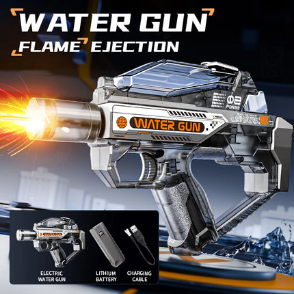 Electric Water Gun Toy Kids Water Squirt Gun with Lights and Sound Automatic Continuous Firing Watergun Beach Pool Outdoor Toy