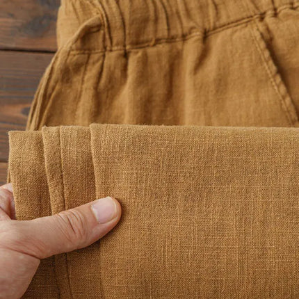 Casual Cotton Linen Chino Pants Men Wide Leg Lightweight Baggy Cotton Sweatpants Male Sport Jogger Straight Work Trousers