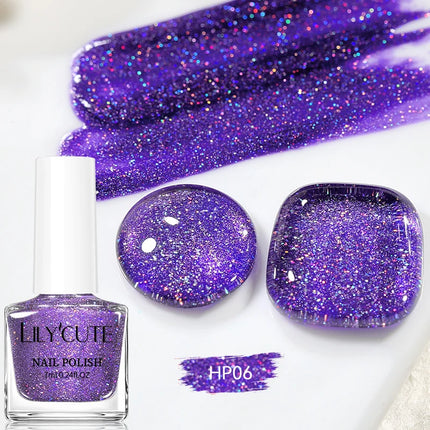 LILYCUTE 7ml Nail Polish Sliver Glitter Colorful Shining Effect Nail Art Varnish DIY No Need Of Lamp To Cure