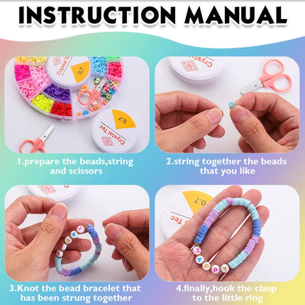 8 Styles Clay Beads Bracelet Making Kit Seed Letter Alphabet DIY Art Craft Beads Kit with Charms for Jewelry Making Crafts Gifts