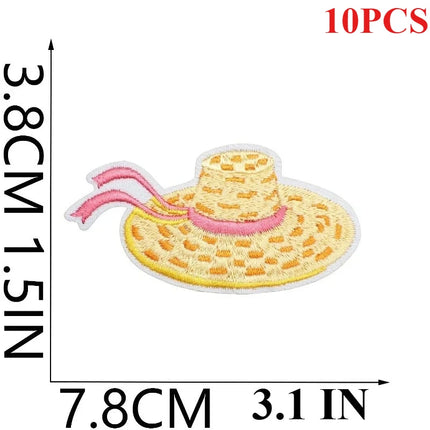 10PCS Couple BULK Vacation Embroidery Cloth Sticker Summer Beach Patch Clothes Decoration Swimming Ring Beach Ball Computer