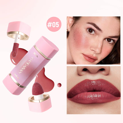  2-in-1 Liquid Blush Matte Lip Gloss Dual-purpose Liquid Blush Waterproof Multi-purpose Blush Stick Cheek Natural Blusher Cute