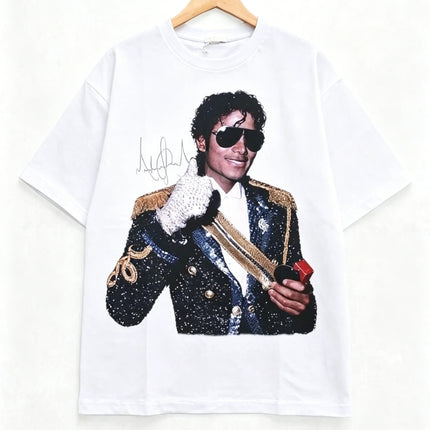 Retro Michael Jackson Shirt Popular Casual Oversized Streetwear 2026 Summer Men's Women's Cotton Clothing Y2k Style Sportswear