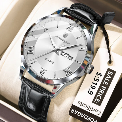 POEDAGAR Top Luxury Watch For Men Military Waterproof Luminous Date Week Man Wristwatch Leather Men's Quartz Watches Sport Reloj