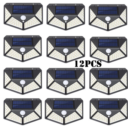1-12 Pack Solar Lights Outdoor 100 LED Wall Lamp Motion Sensor Lights Waterproof Solar Street Light for Garden Porch Yard Garage