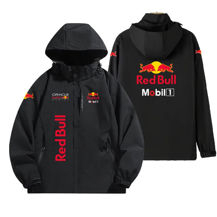 Red Bull Logo Men's Lightweight Hooded Jacket Outdoor Windbreaker Waterproof for Mountaineering Motorcycle Riding 2025 New Style