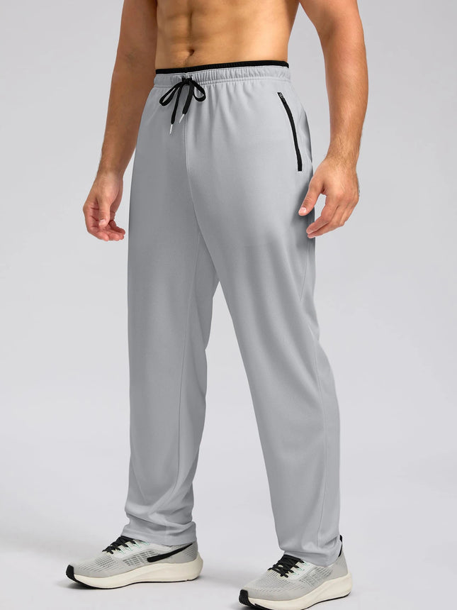 Men's Lightweight Mesh Athletic Pants Quick Dry Sports Joggers Zipper Pockets Running Gym Daily Wear Comfortable Fit