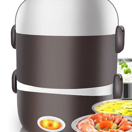 Portable electric lunch box 1 bottle pc car stainless steel plastic 2-in-1 household insulation heating lunch box can be plugged