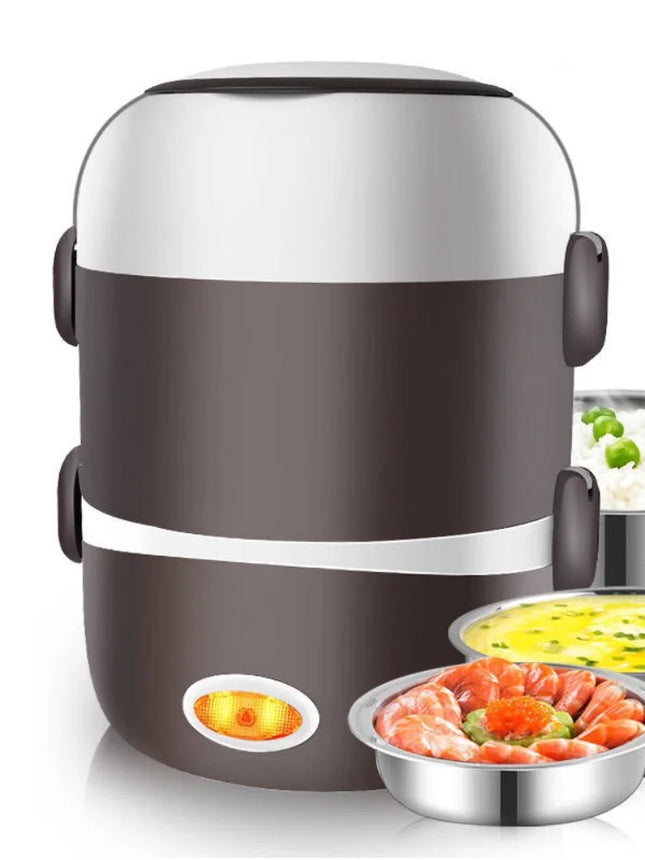 Portable electric lunch box 1 bottle PC car stainless steel plastic 2-in-1 household insulated heated lunch box can be plugged in