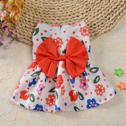 Spring Dog Princess Dress Kitten Pet Skirt Cute Dog‘s Summer Dress Bow Lace for Small Medium Puppy Poodle Chihuahua