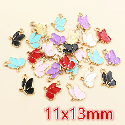 50Pcs Enamel Butterfly Flowers Star Heart Small Charms Pendants DIY Jewelry Making Accessories Craft Bracelet Necklaces Earring