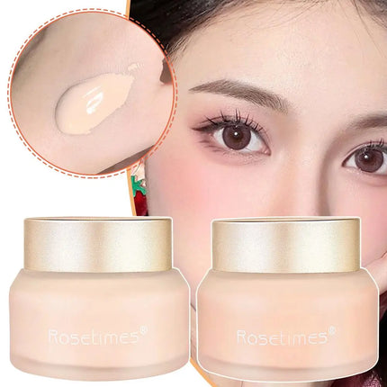 Rosetimes Soft Light Foundation Cream Waterproof Sweat-proof Concealer Ivory White Natural Color Moisturizing Liquid Foundation