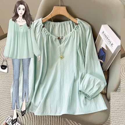 Plus Size Loose Shirts Women Spring Summer 2025 New Casual Tops Oversized Blouses Fashion Long Sleeve Blouses Women L-4XL