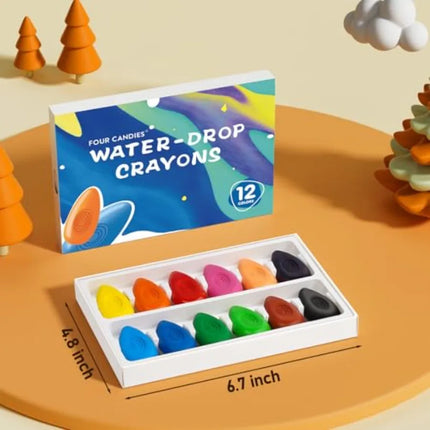 Toddler Crayons 12 Count, Non Toxic Washable Crayons for Toddlers 1-3, Easy-Grip Water-Drop Shape for Little Hands, Toddler Col