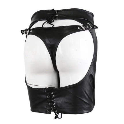 SM Products Adult Toys Black Leather Bondage Set Bdsm Sex Erotic Fetish Mini Dress Porn Skirt Adult Games  Exotic Accessories