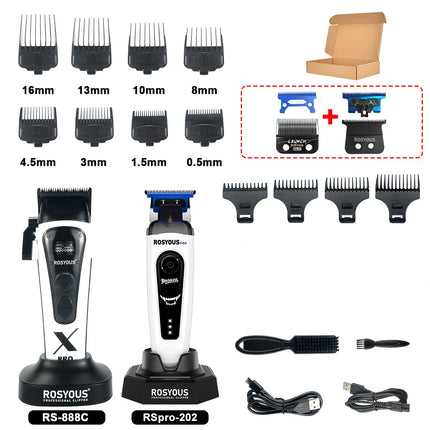 ROSYOUS RS-888C KM-1595 JC-10000 External Rotor Brushless Motor Men Electric Hair Clipper Kit 8000RPM Professional Hair Trimmer