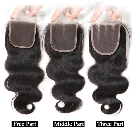 4x4 HD Transparent Lace Closure Human Hair Straight Body Wave Deep Wave Kinky Curly Lace Closure Preplucked With Baby Hair