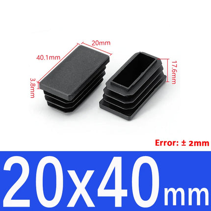 Black Plastic Square Oblong Pipe Plug 13x13mm~100x100mm Insert Table Chair Furniture Foot Cover Anti Slip Blanking End Cap