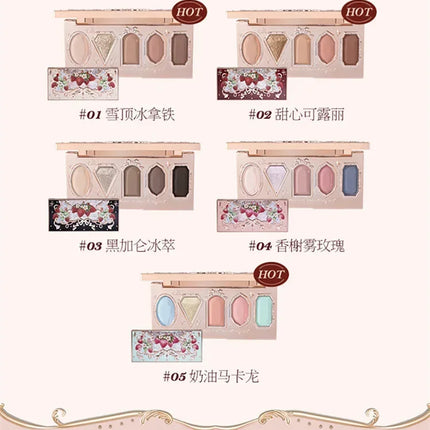 Flower Knows Series Shell Strawberry Angel Moonlight Mermaid Jewel Eyeshadow Palette 5 Colors Pearlescent Mashed Potatoes