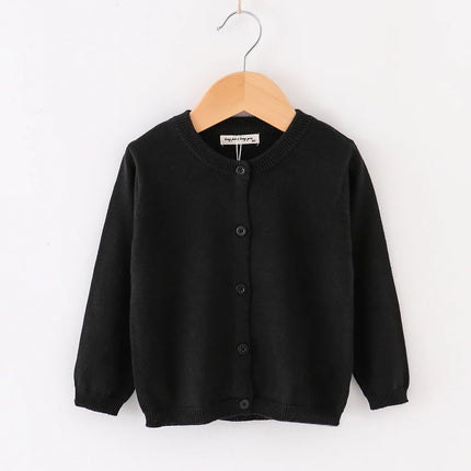 Autumn Winter Sweaters for Children Solid Cardigans Boys Girls White Black Grey Jacket Kids 2-9 Years Cotton Coats Baby Clothing