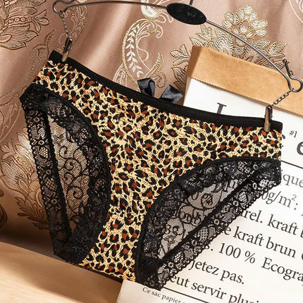 Summer Thin Breathable Women's Low-Waist Seamless Pure Desire Wild Leopard Print Panties