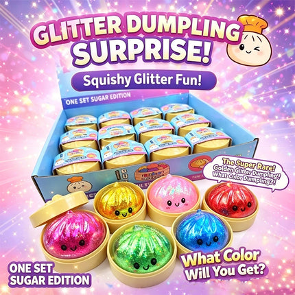 Glitter Dumpling Squishy ULTRA RARE Gold Glitter Hidden Edition  Dumplings Sensory Steamer Soft TPR Dough Ball for Stress Relief