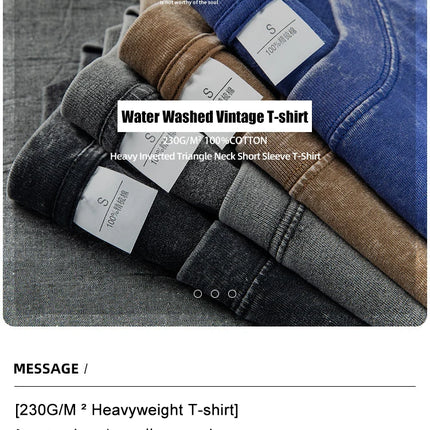 Washed And Distressed 230g Heavyweight Cotton Short Sleeved T-shirt Versatile Men Women Summer Solid Color Loose T Shirts Top