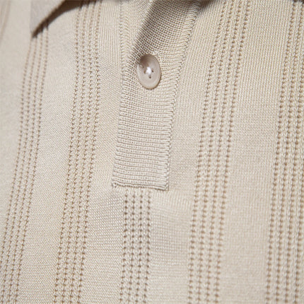 New European size knitted POLO shirts for men, knitted short-sleeved lapel breathable T-shirts.