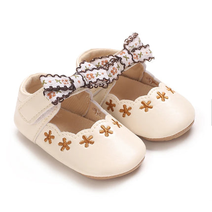 Spring and Summer New Baby Korean Version Flower Embroidered Princess Shoes For Women's Soft Soled Baby Walking Shoes
