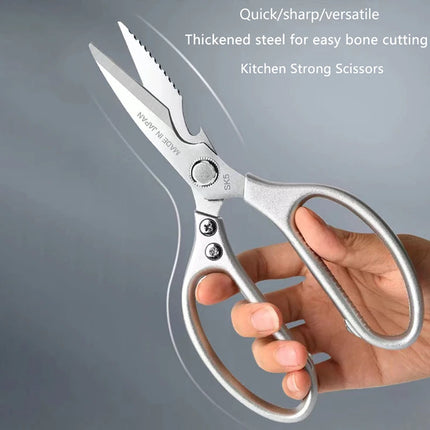 （Summer6）Professional Stainless Steel Kitchen Scissors With Aluminum Alloy Handle - Perfect For Cutting Chicken Bones Meat Fish