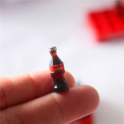13Pcs/Set Dollhouse Miniature Cola Basket Tray Model Kits Mini Coke Bottles Drinks Kitchen Food Play Scene Decoration Accessorie