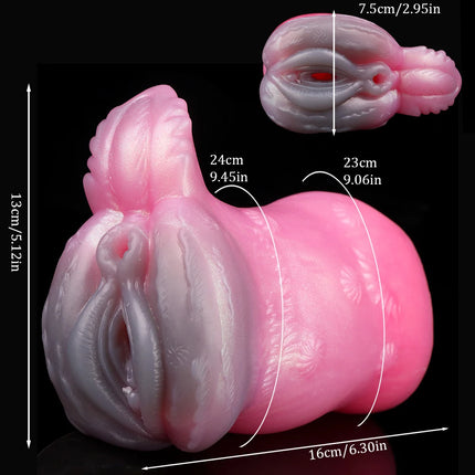 GEEBA Animal She-wolf Fantasy Two channel Penis Stroker Silicone Male Masturbator Realistic Vagina Textured Pocket Pussy Sex Toy