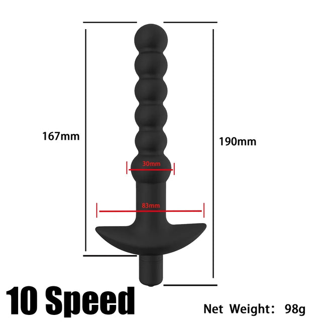Silicone 10 Speeds Anal Plug Prostate Massager Vibrator Butt Plugs 6 Beads Sex Toys for Woman Couple Men Adult Product Sex Shop