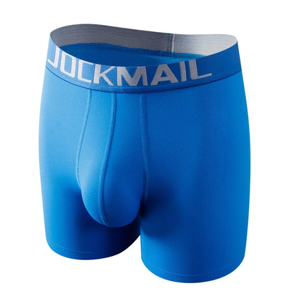 10 Color Jockmail Long Boxers Ice Silk 3D Hanging Mesh Bag U Convex Anti-drift Separation Sexy Ropa Interior Hombre Panties