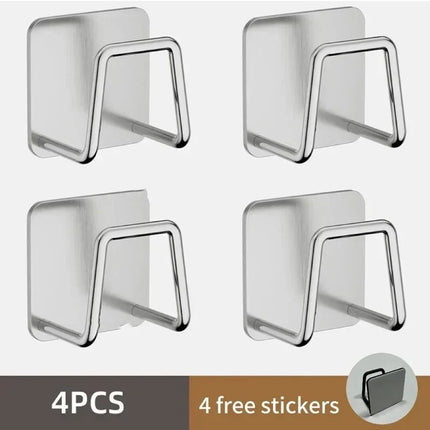 Multifunctional Kitchen Stainless Steel Sink Sponges Holder Self Adhesive Drain Drying Rack Kitchen Wall Hooks Accessories