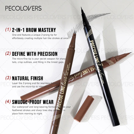 1PC Ultra-Fine Pointed Eyebrow Pencil - Waterproof, Sweat-Resistant, Long-Lasting Natural Look. It Features a Dual-Ended Tip