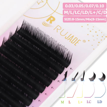 Rujade All Size L L+ LC LD LU(M) Curl Individual Eyelashes Extensions Natural Faux Mink Russian Volume Eyelashes Makeup Cilia