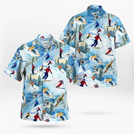 Fashion Men's Hawaiian Shirt Male Casual Colorful Printed Beach Aloha Shirts Short Sleeve Oversized Camisa Hawai Hombre Clothing