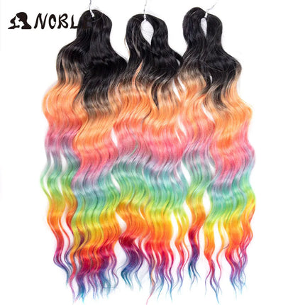 Noble Braiding Hair Extensions 24 Inch Synthetic Hair Water Wave Ombre Rainbow color Deep Wave Curl Twist Crochet Hair Extension