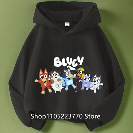 Bluey Kids Hoodie Autumn Winter Cartoon Printed Sweatshirt Cozy Pullover Casual Top for Boys Girls