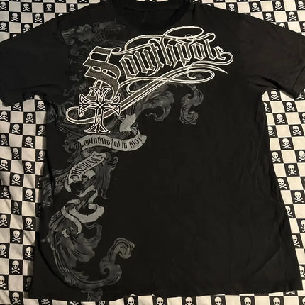 South pole High Street men Short Sleeve Y2K Graphic Print Oversized T Shirt Harajuku Gothic Round Neck Cotton Short Sleeve Tops