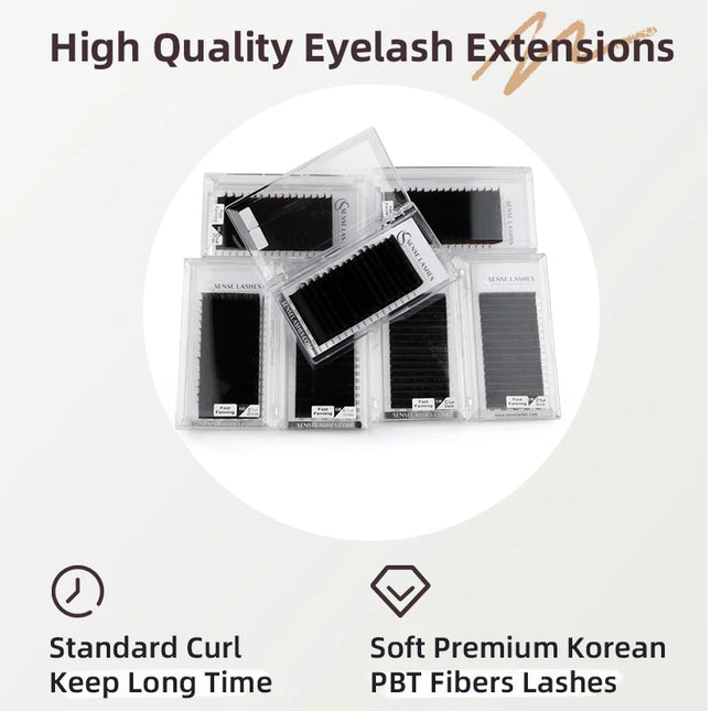 SENSE LASHES Easy Fan Lashes Professional Half-Hair Cosplay Strands Cluster Russian Volume False Eyelash Extension Kit