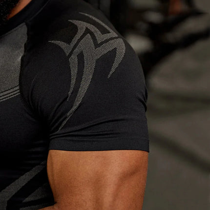 Summer fitness exercise slim fit breathable short sleeved men's suitable fitness running training cycling T-shirt